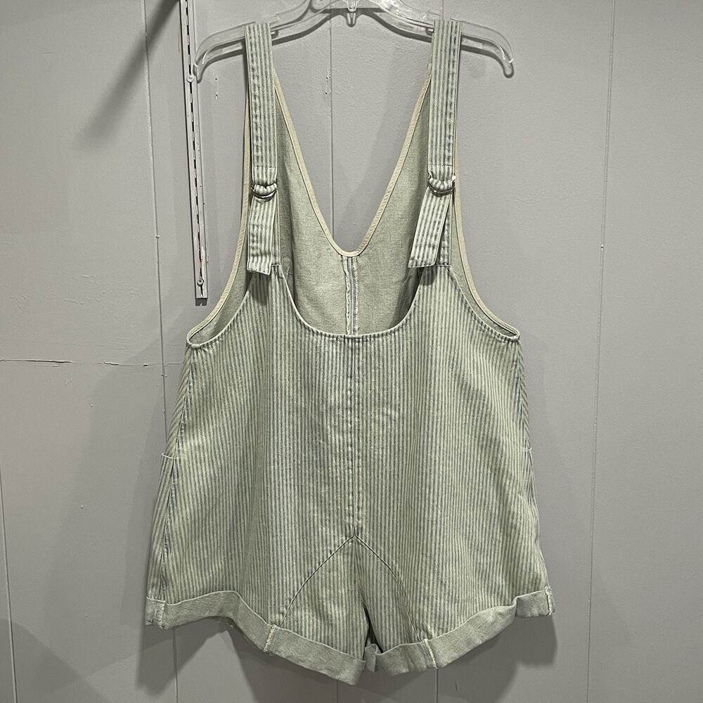 Lovelo Womens Oversized Denim Overalls Shortalls Size Large Striped Indie - Picture 3 of 7